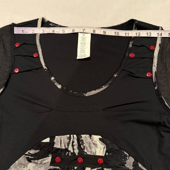 Dolcezza Black White Grey Long Sleeve Scoop Neck Tunic various fabric type artsy - Picture 10 of 14